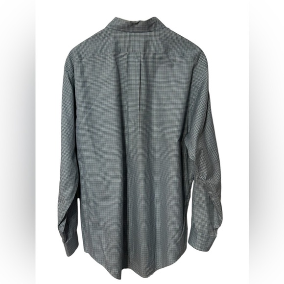 Land’s End men’s long sleeve plaid button-down shirt size 17.5/ 35 blue/ gray - Picture 4 of 9